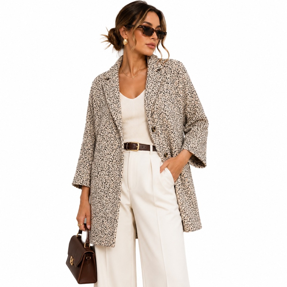 Anthropologie Cartonnier Rowan Leopard‎ Jacket Womens M Textured Knit Blazer